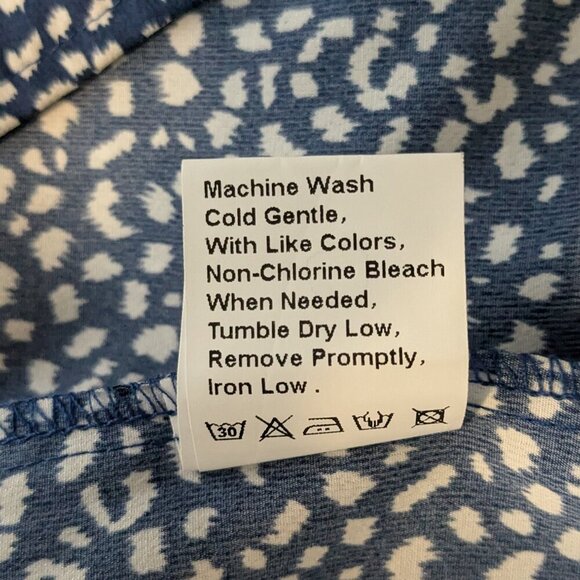 FASHION, Blue/White Spots, V-Neck Ruffle Tiered Boho Peasant Midi Dress; Size S - Picture 6 of 6